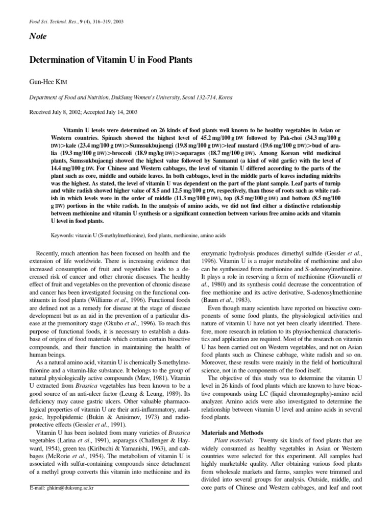 Vitamin U | PDF