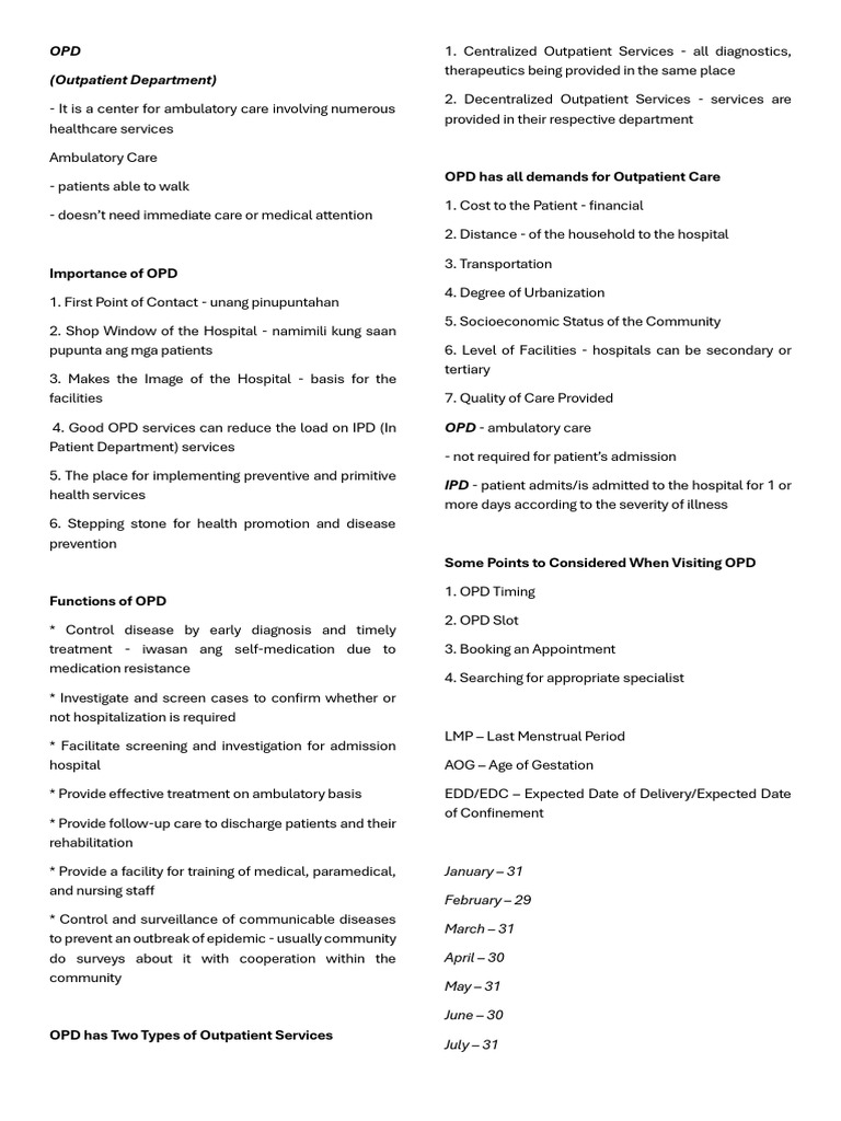 OPD Notes | PDF