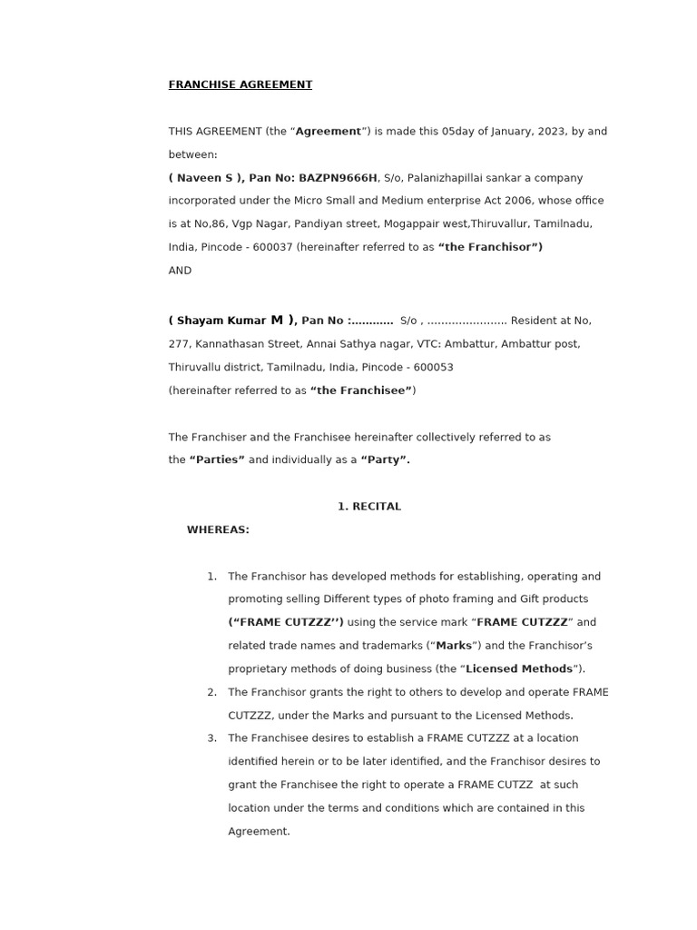Frame Cutzzz Agreement Draft | PDF