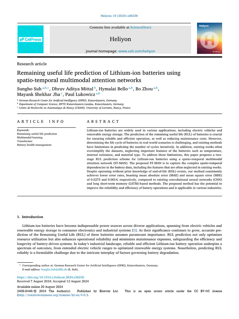 Remaining Useful Life Prediction of Lithium-Ion Batteries Using Spatio ...