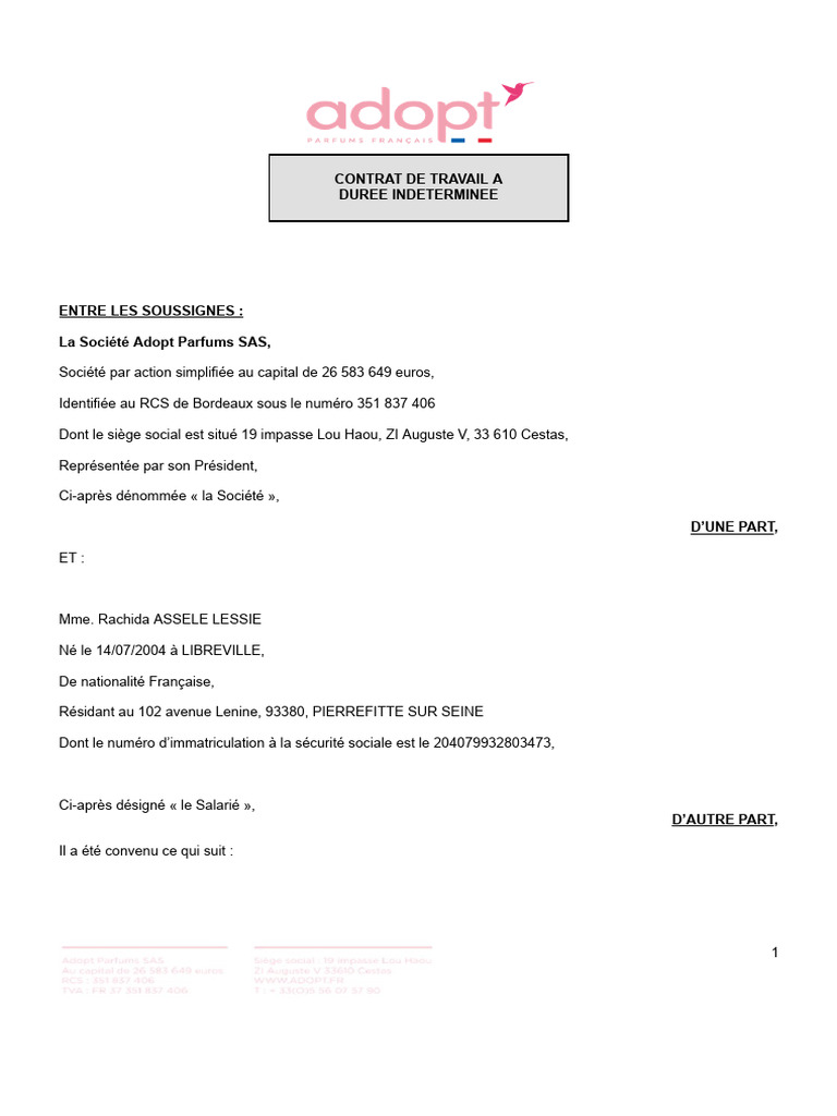 ContratRachida ASSELE LESSIE | PDF