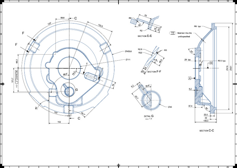 Flywheel Housing Casting DRG 2 | PDF