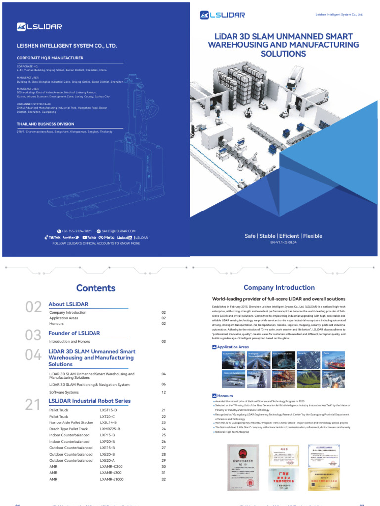 LSLiDAR-SMART WAREHOUSING & MANUFACTURING Catalog EN-V1.1 2023.08.04 | PDF