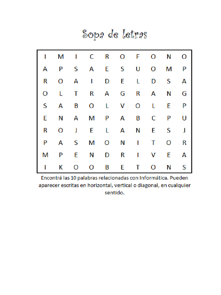 Informática - Sopa de Letras | PDF