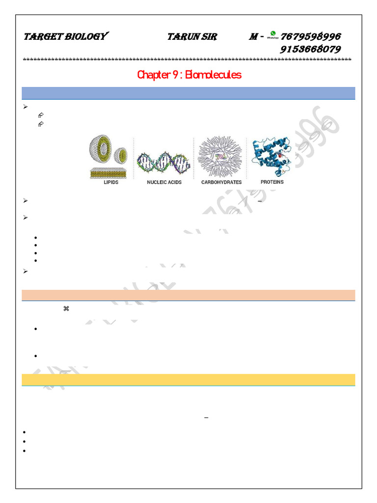 Biomolecules Neet Pdf Enzyme Rna