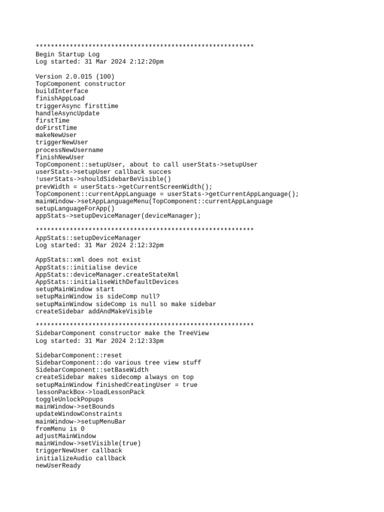 Start Up Log | PDF