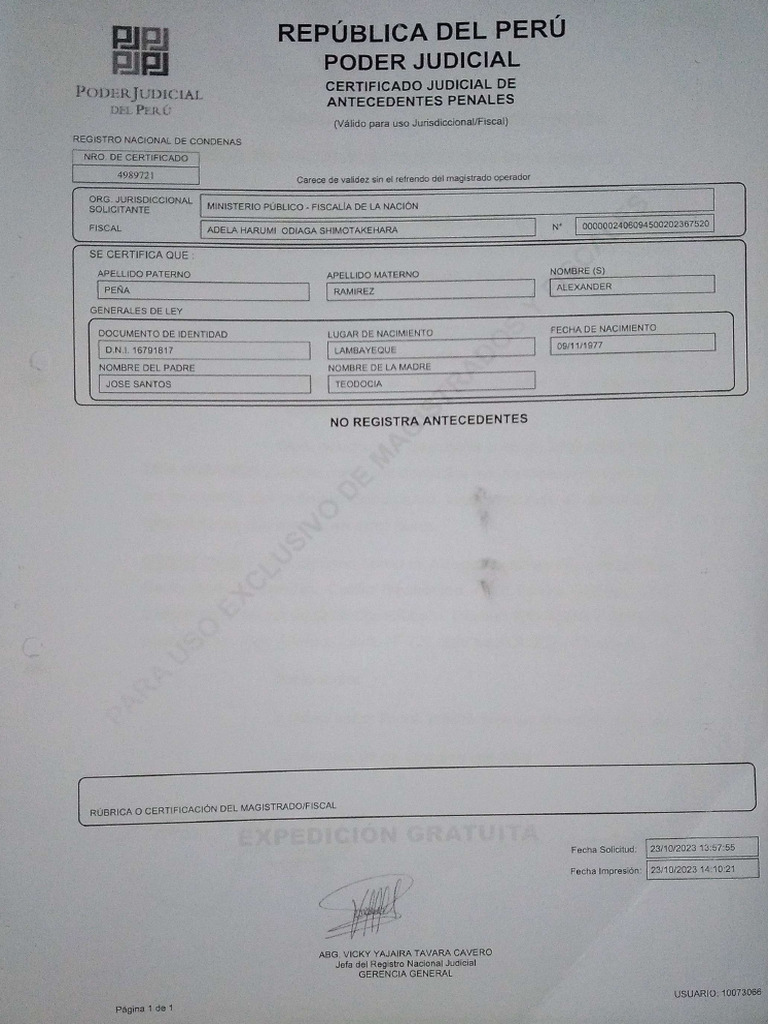 CERTIFICADO JUDICIAL DE ANTECEDENTES PENALES #4989721 - Compressed | PDF