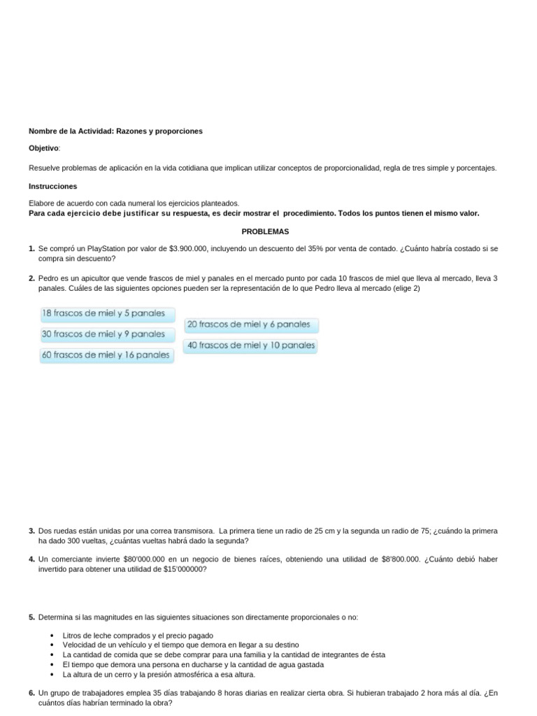 ACTIVIDAD UNIDAD 3 Razones y Proporciones 2023-2 | PDF