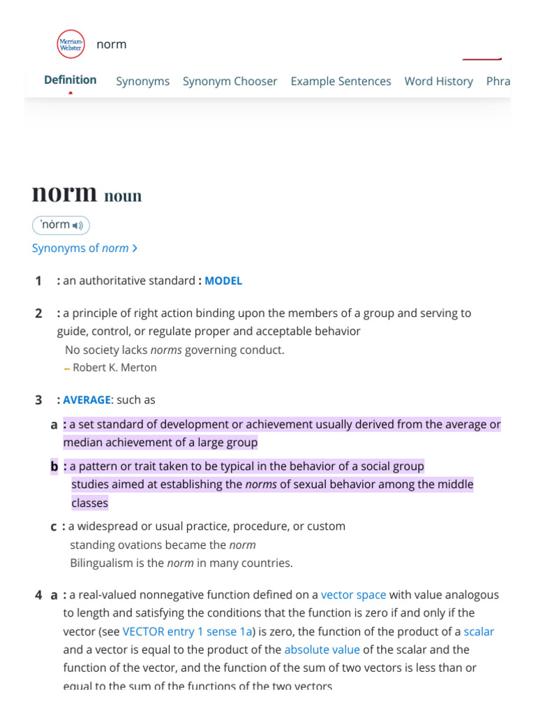 Norm Definition & Meaning - Merriam-Webster | PDF