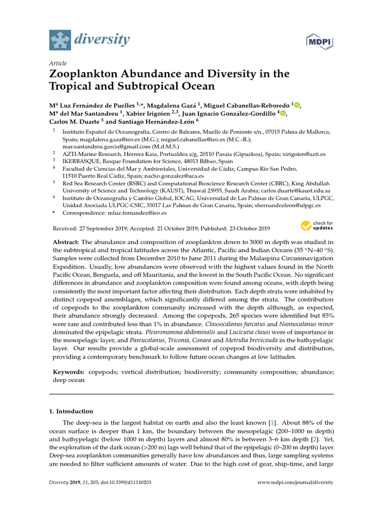 Zooplankton Abundance and Diversity | PDF