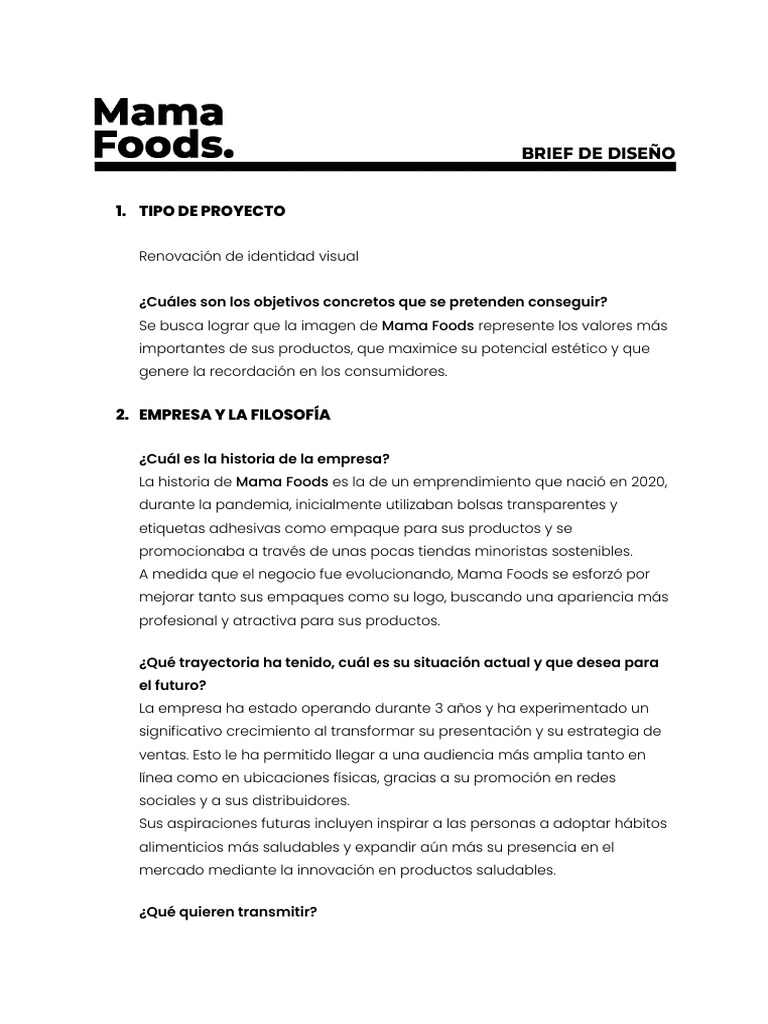 Renovación de Identidad de Mama Foods | PDF