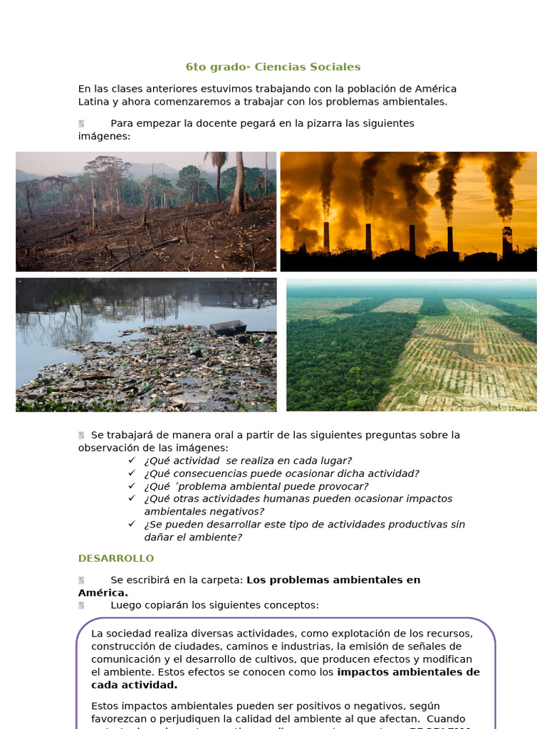 Problemas Ambientales - 6to-Sociales. | PDF