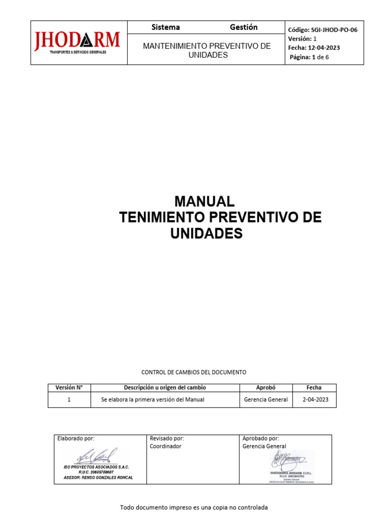 Sgi Jhod Po 06 Manual Mantenimiento Preventivo Pdf