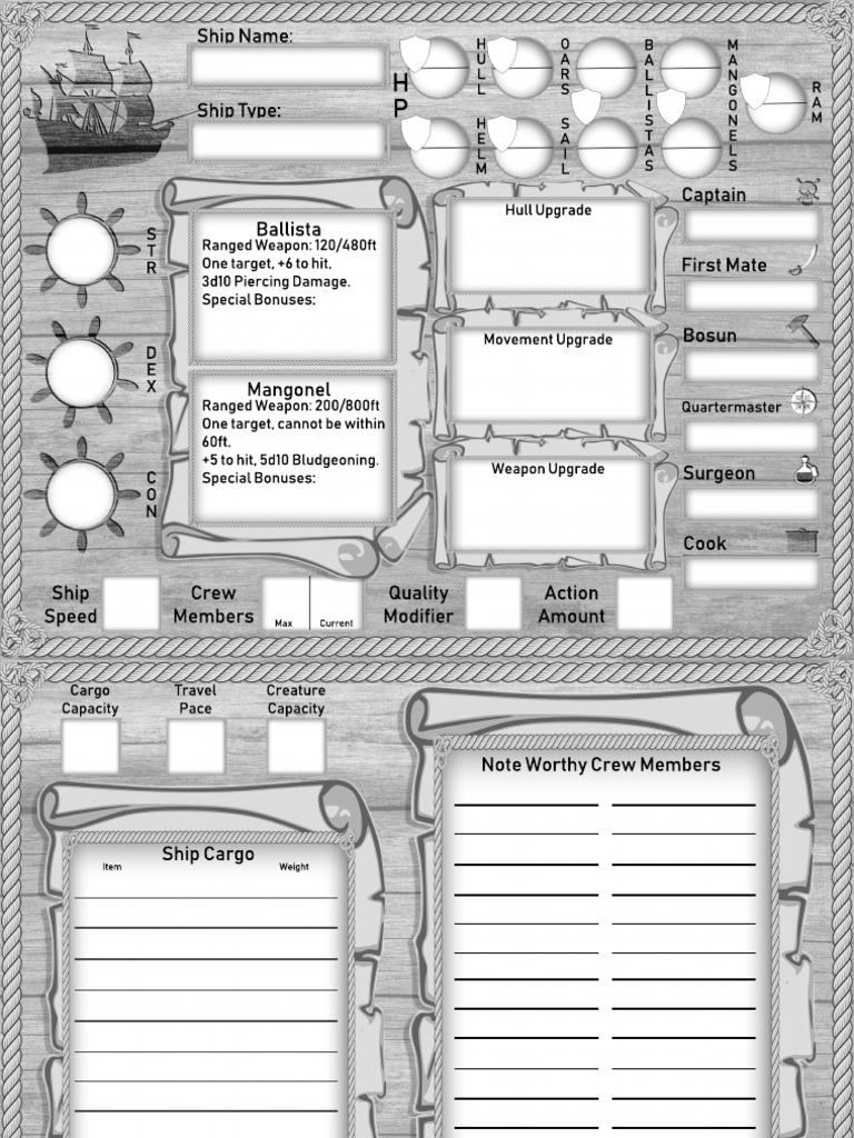 Saltmarsh Ship Stats Sheet | PDF