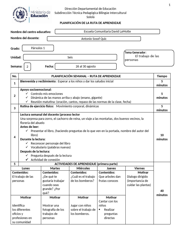 Formato Ruta de Aprendizaje Editable.3 | PDF