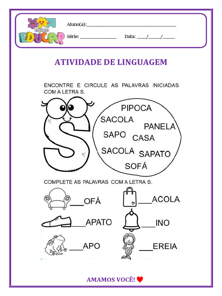 Atividade Letra S | PDF