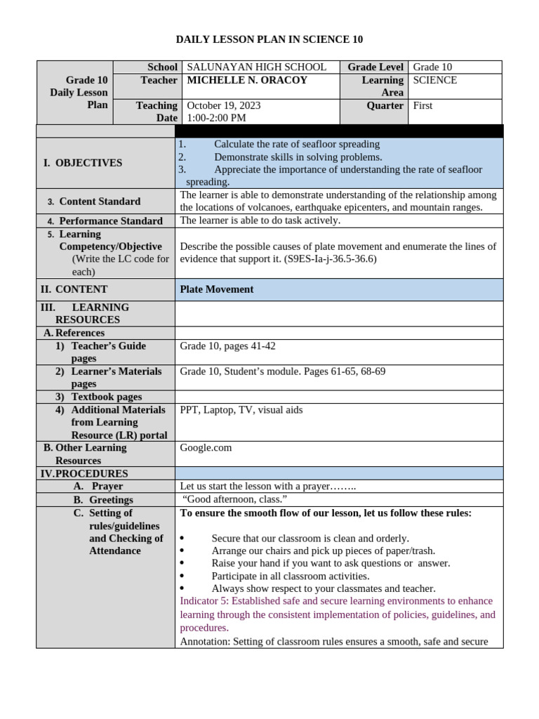 Lesson Plan COT 1 | PDF
