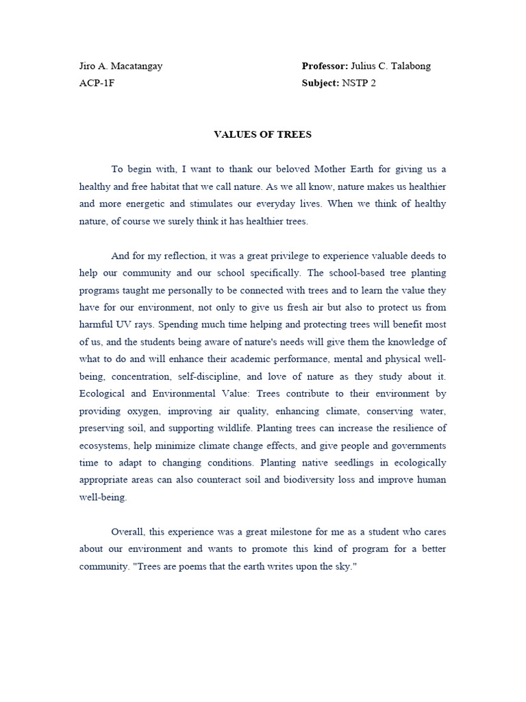 Reflection Tree Planting | PDF