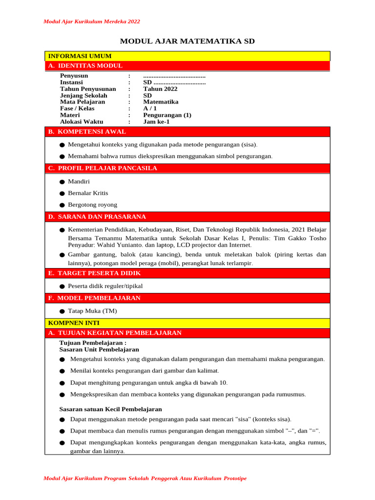 BAB 5 - MA Matematika Kls 1 | PDF