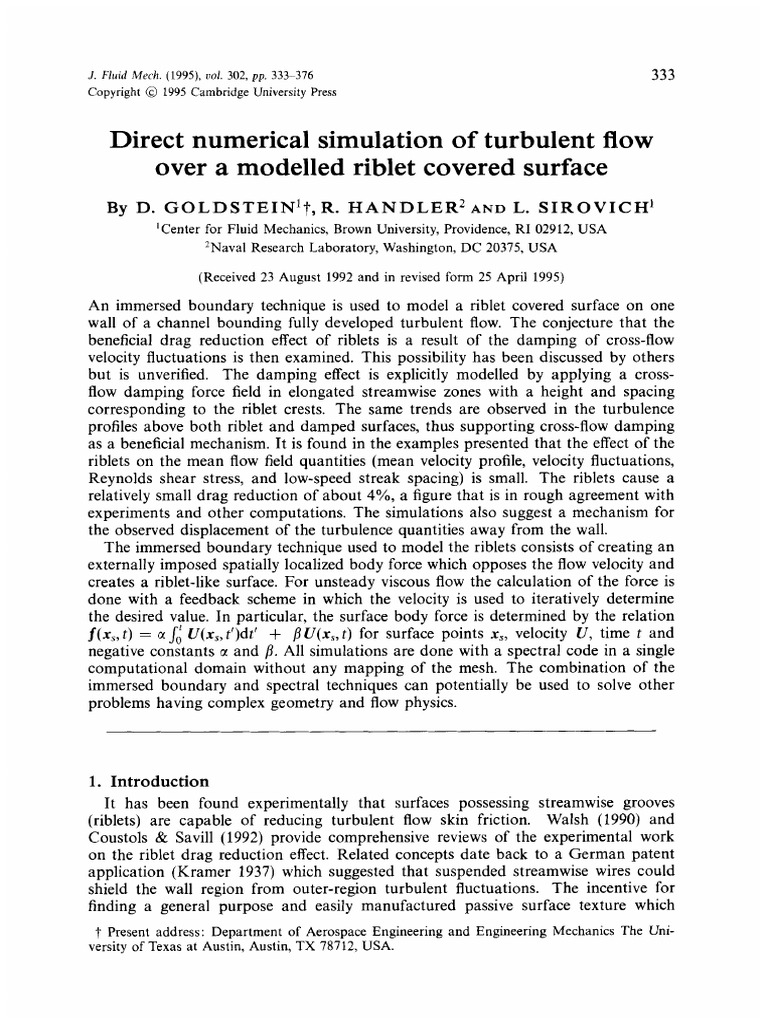 Direct Numerical Simulation of Turbulent Flow Over A Modeled Riblet ...
