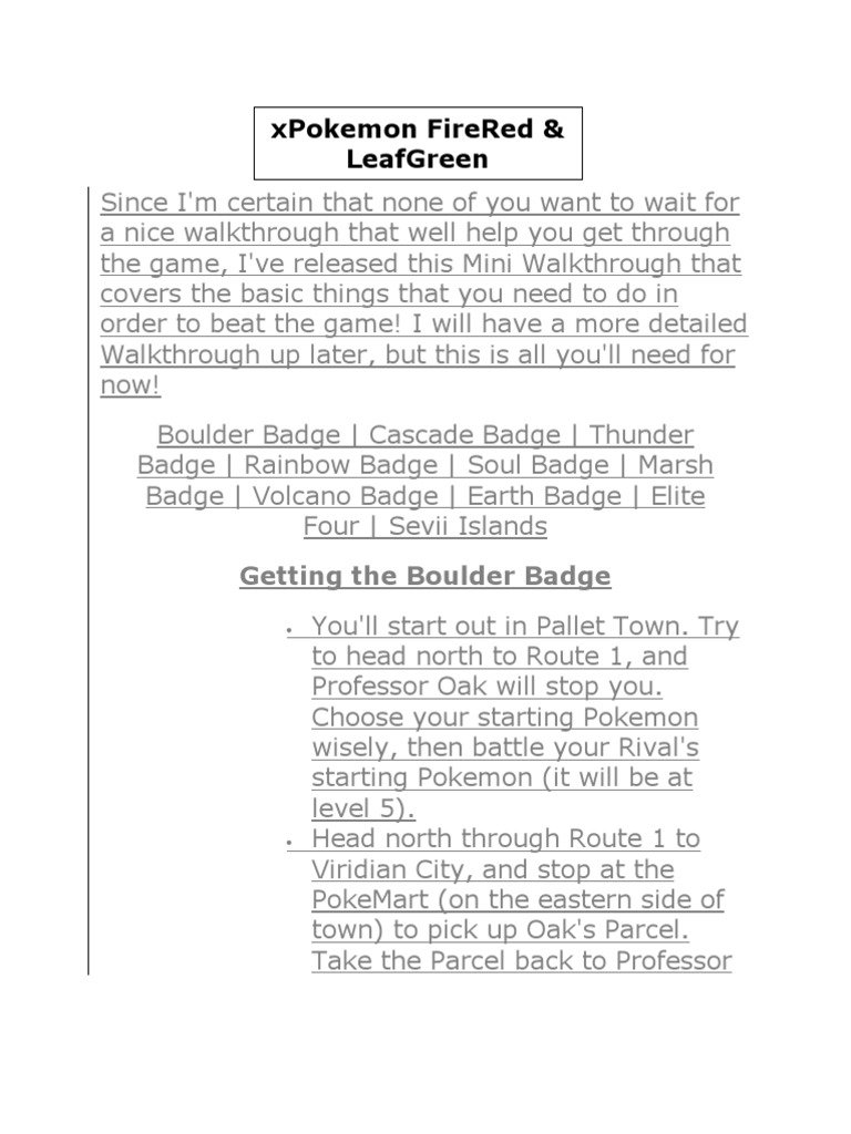 Pokémon FireRed and LeafGreen — StrategyWiki