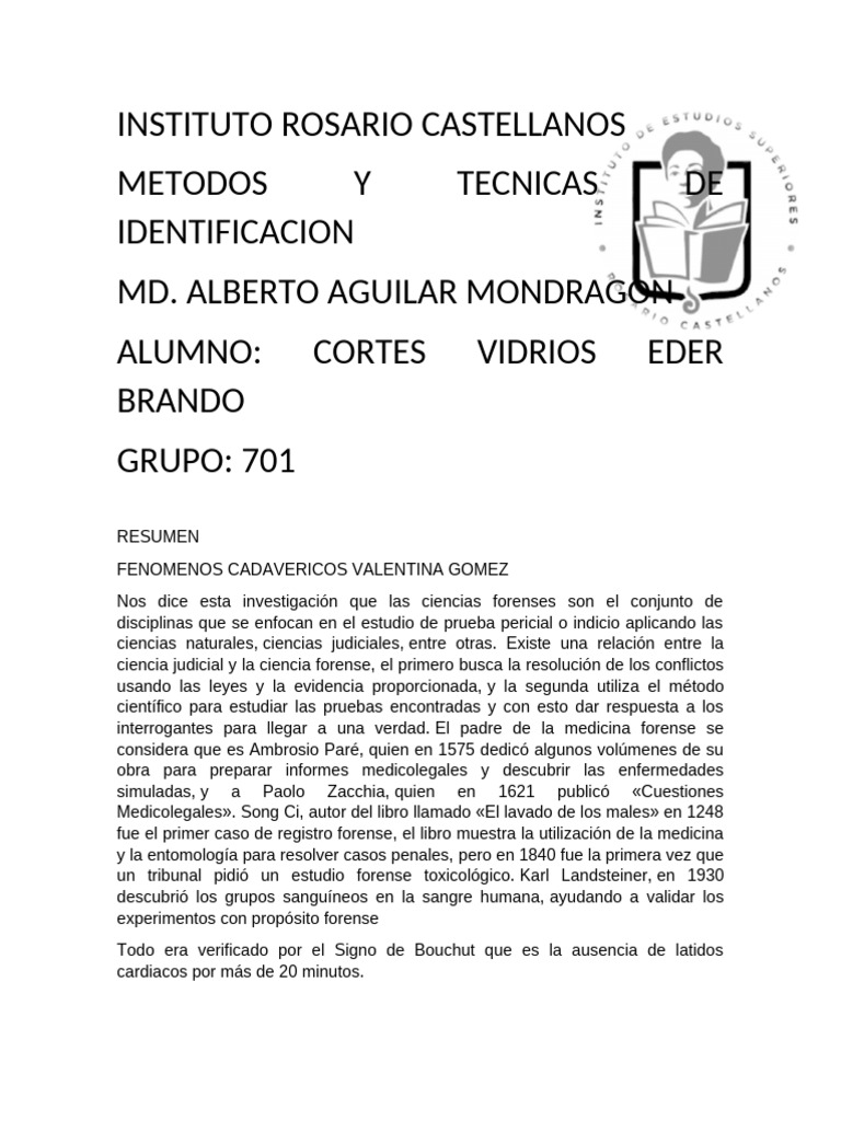 Resumen fen menos cadav ricos valentina gomez pdf jurisprudencia