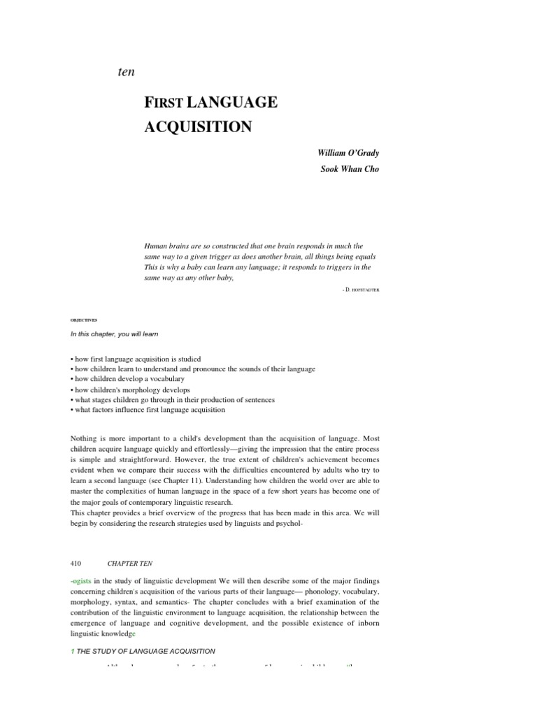 Understanding First Language Acquisition | PDF | Language Acquisition ...
