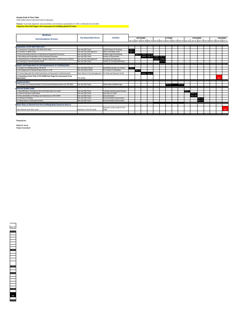 ISO - Time Table - Mam Marie | PDF