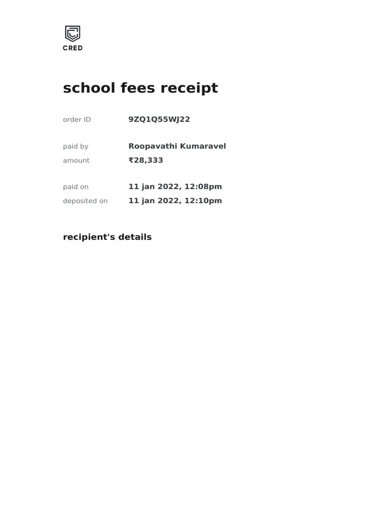 School Fees Receipt: 9ZQ1Q55WJ22 | PDF
