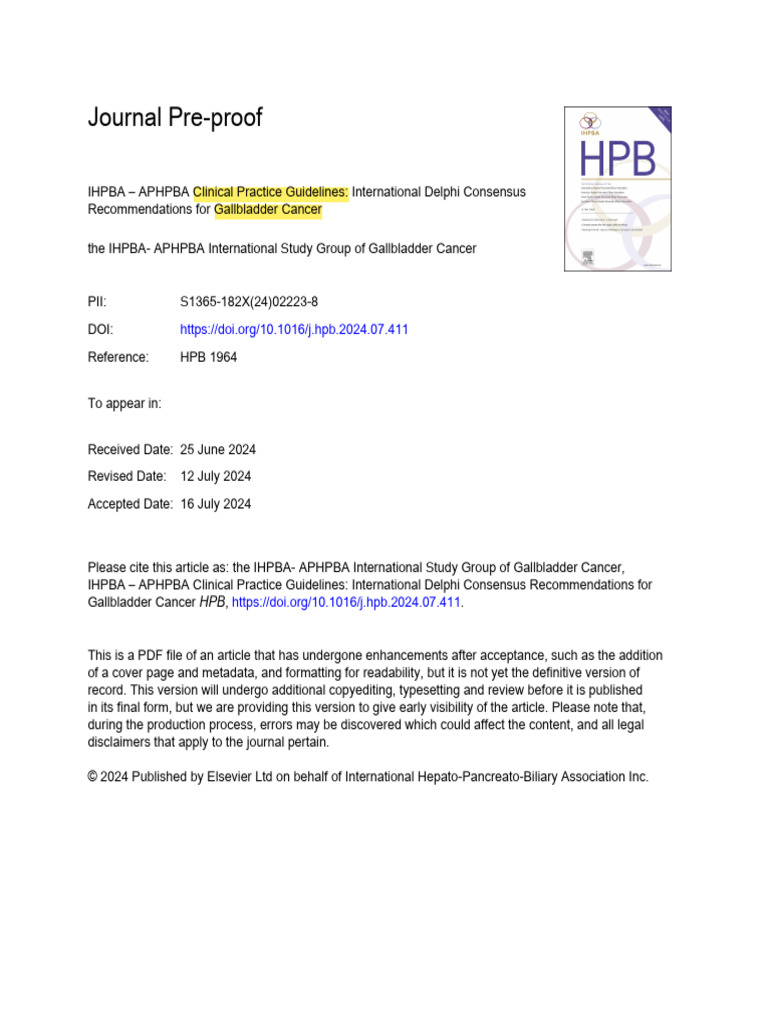 International Delphi Consensus For Gallbladder Cancer | PDF