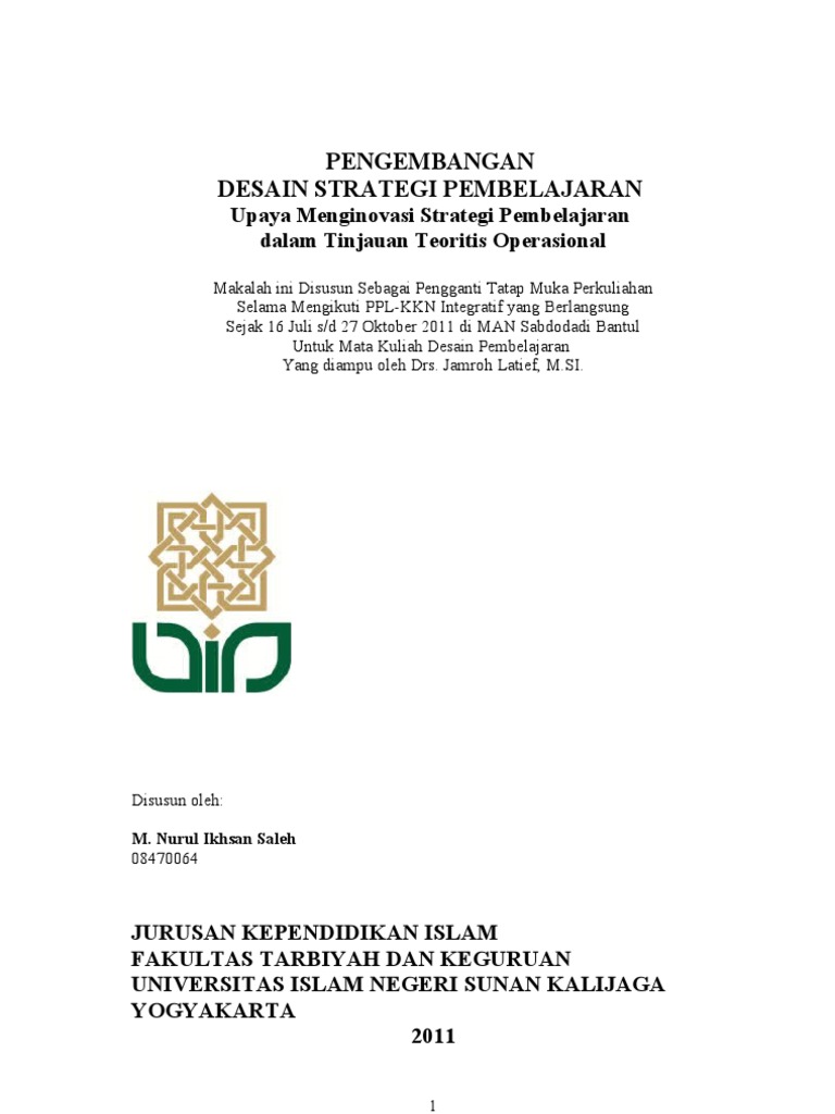 Makalah; an Desain Strategi Pembelajaran