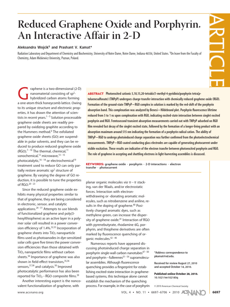 Reduced Graphene Oxide and Porphyrin | PDF