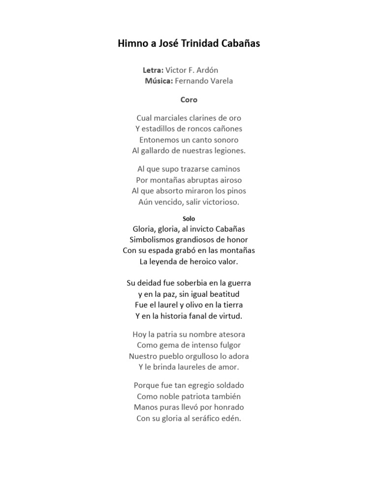 Letra de Himno A Josc3a9 Trinidad Cabac3b1as | PDF