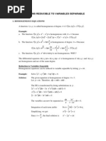 Equations Reducible To Variables Separable