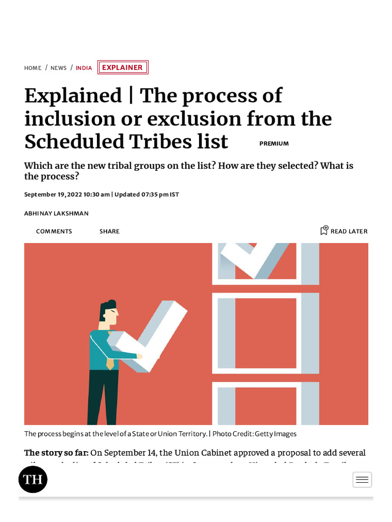 Explained - The Process of Inclusion or Exclusion From The Scheduled ...