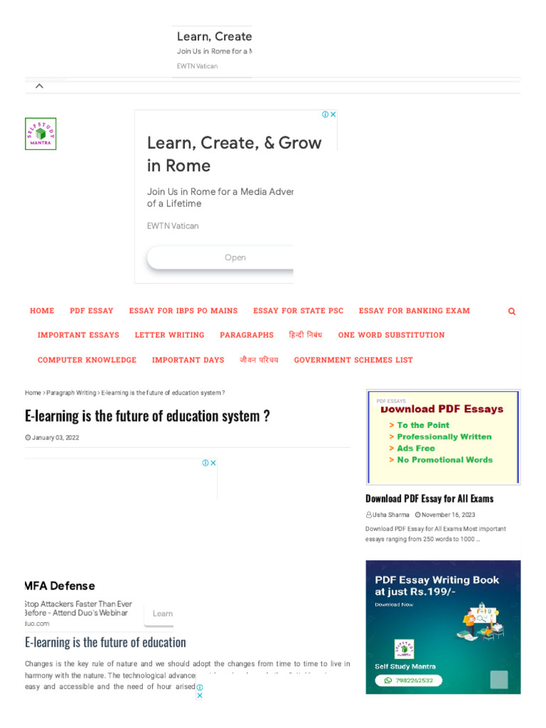E-Learning: The Future of Education | PDF | Essays | Educational Technology