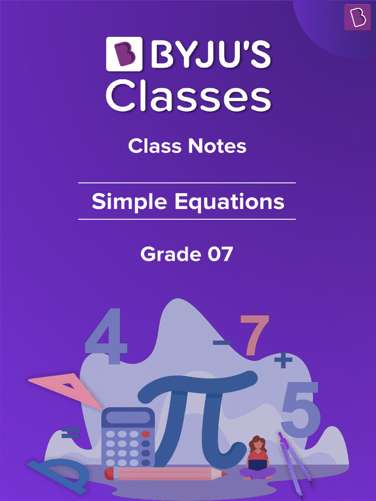 Byjus Class 7 Simple+Equations - Notes | PDF