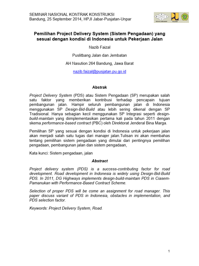 Pemilihan Project Delivery System Sistem | PDF