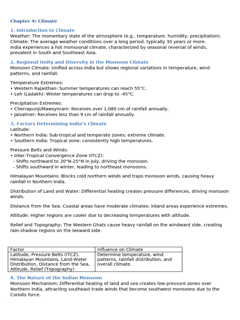 Chapter 4 Climate Notes | PDF
