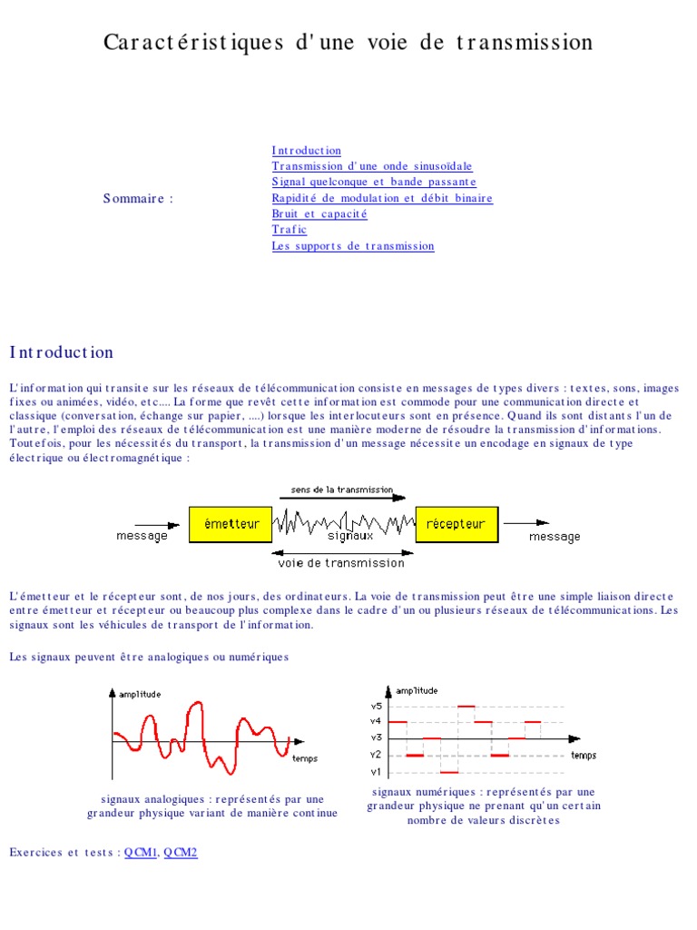 Caractéristiques des voies de transmission | PDF | Modulation | Fibre ...
