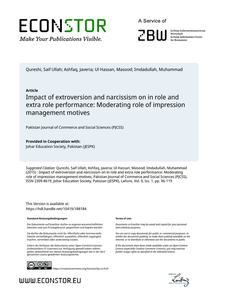 88-Impact of Extroversion and Narcissism On in Role and Extra Role ...