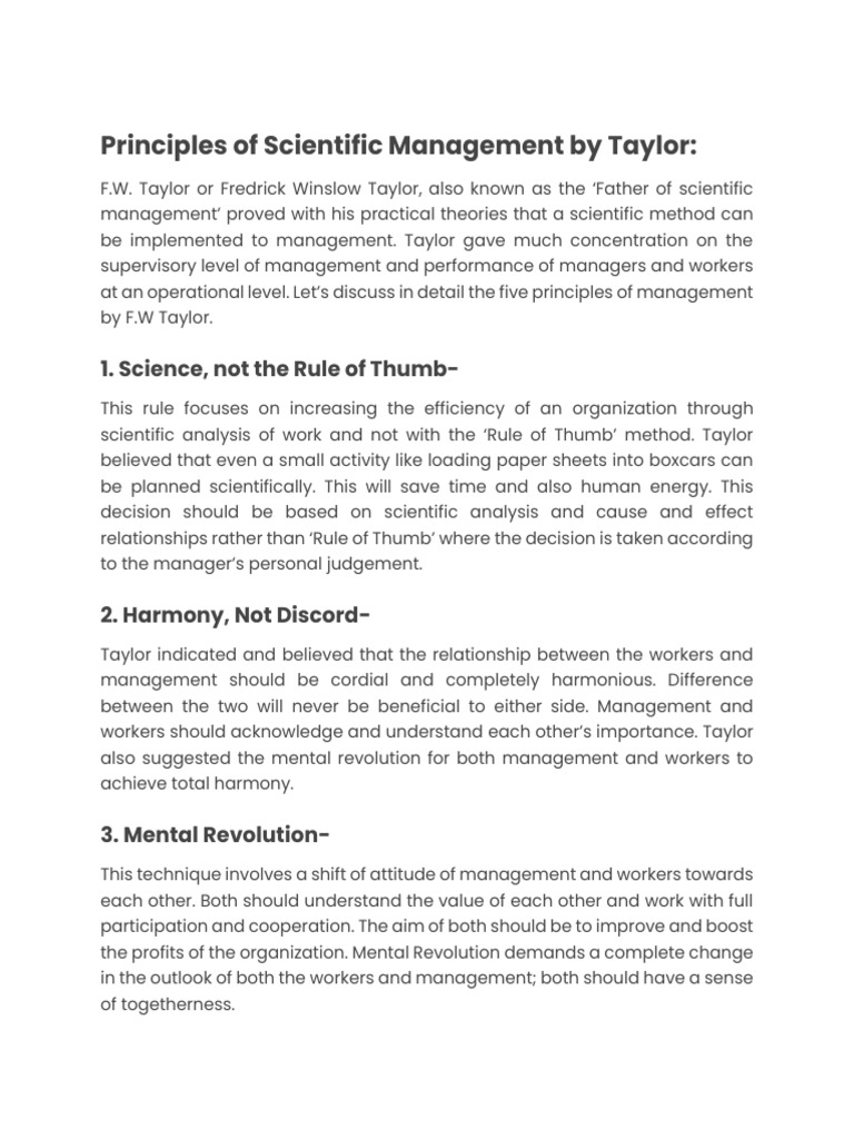 Scientific Management by Taylor - 231120 - 185517 | PDF