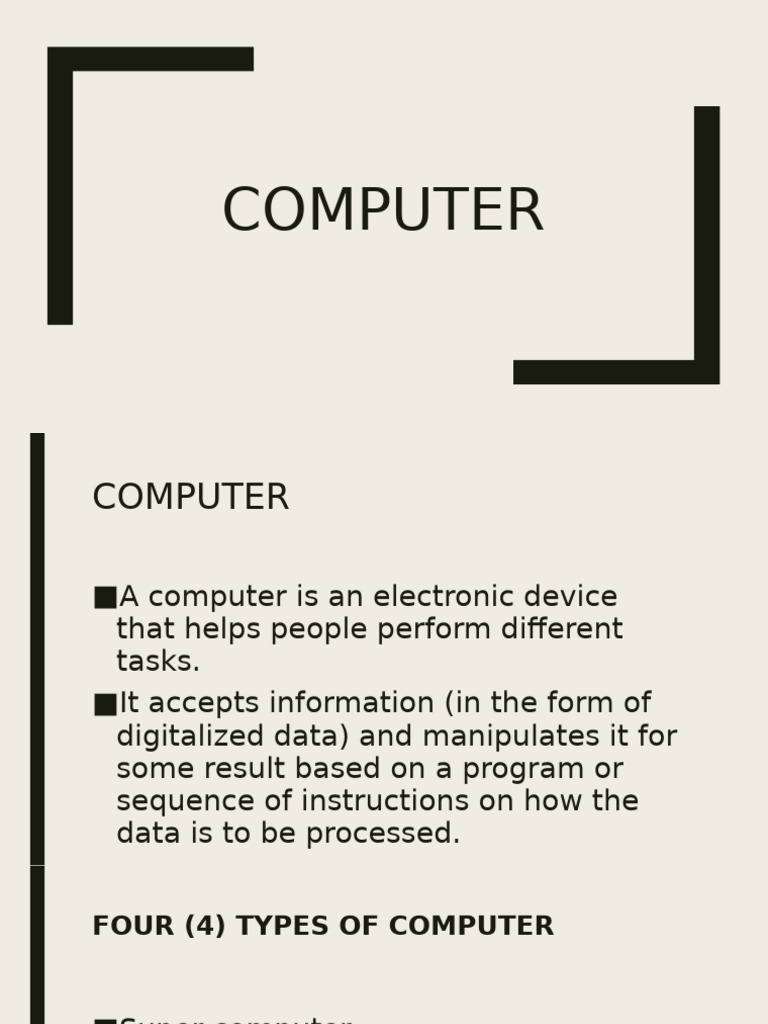Types and Components of Computers | PDF | Computer Hardware | Business