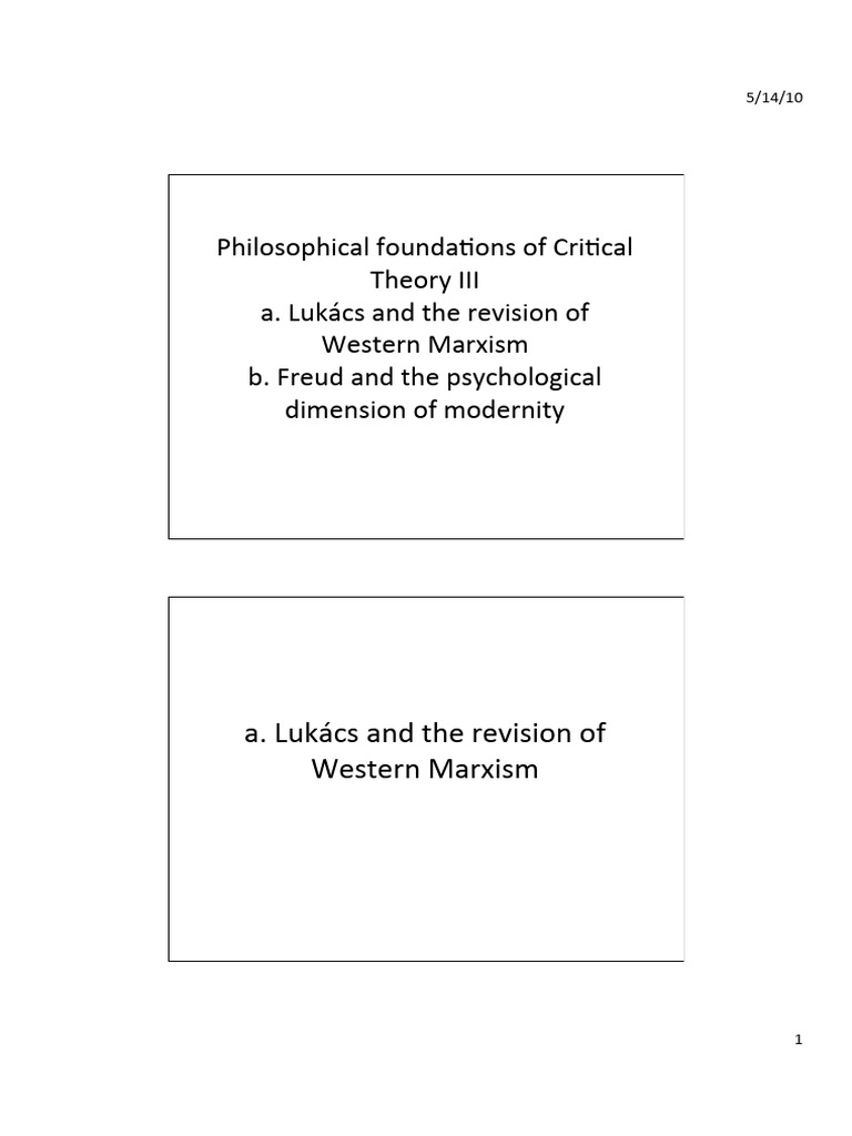 Critical Theory Lecture 4 PDF