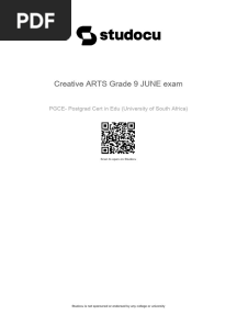 Creative Arts Grade 9 June Exam