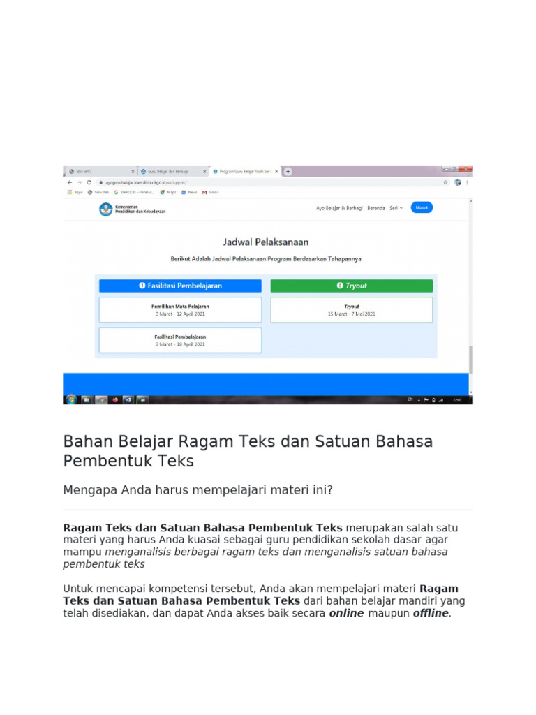 Bahan Belajar Ragam Teks Dan Satuan Bahasa Pembentuk Teks | PDF