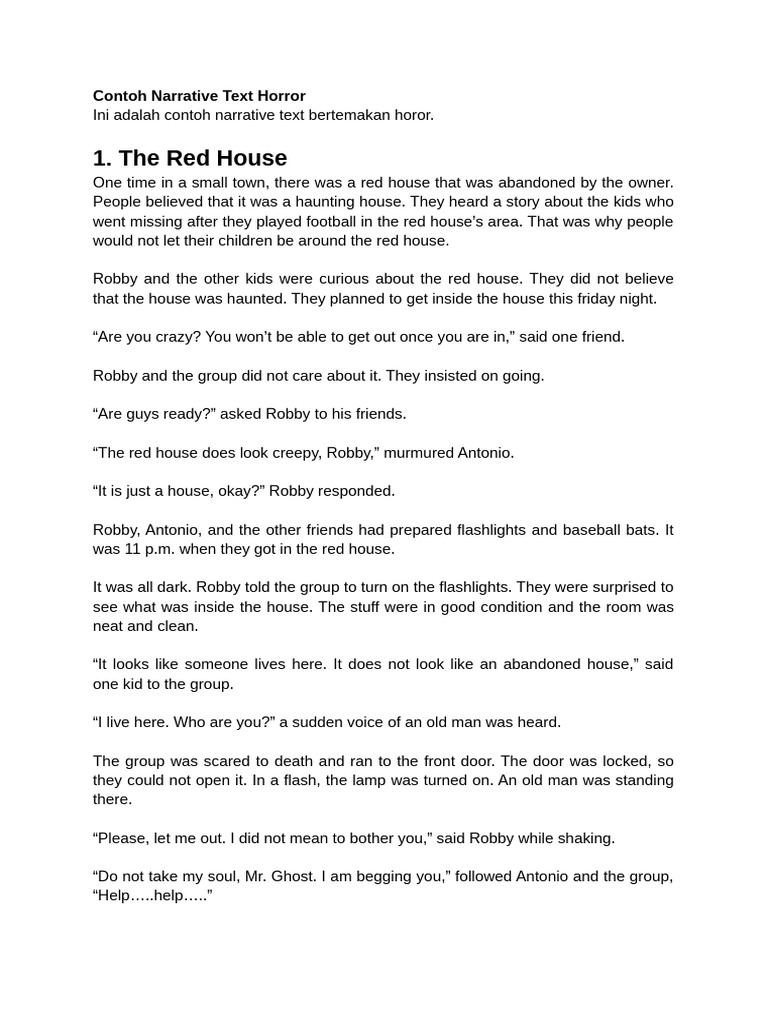 Contoh Narrative Text Horror Pdf