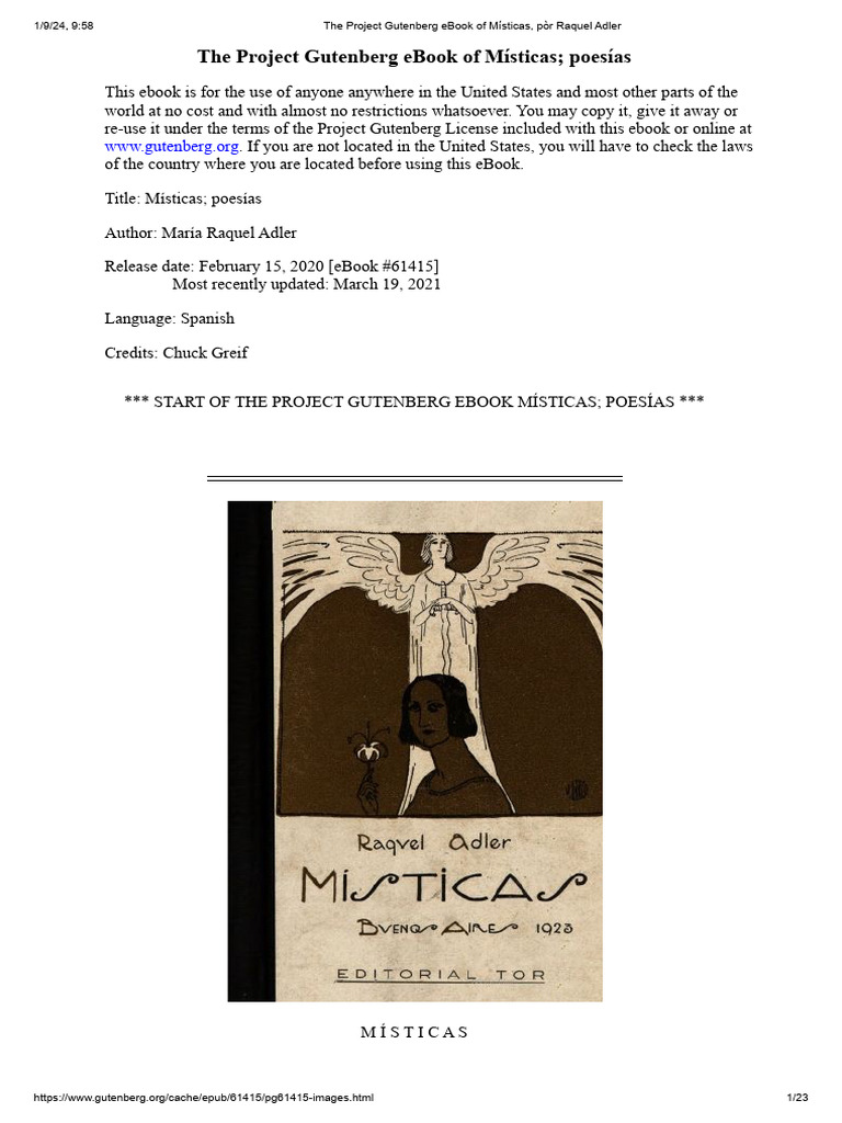 The Project Gutenberg Ebook of Místicas, Pòr Raquel Adler | PDF