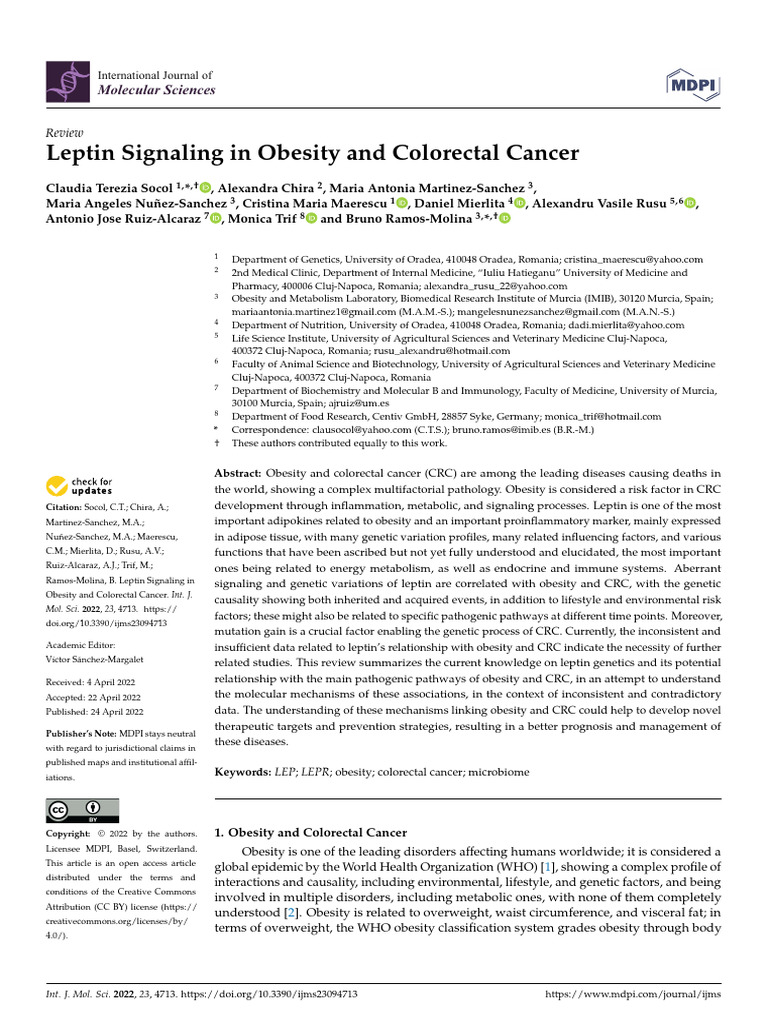 Leptin Signalling in Obesity | PDF