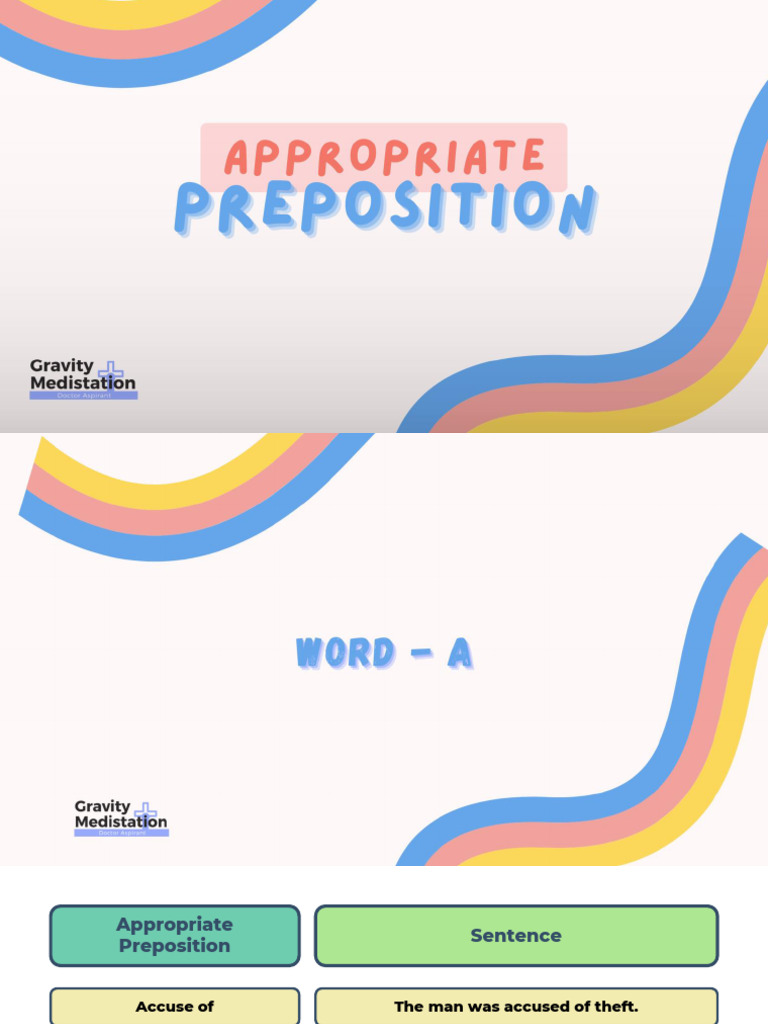 List of Appropriate Prepositions | PDF